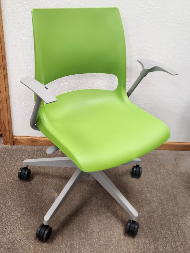 Dabble with Casters. 2 tone color with Arms. Poly Seat and back