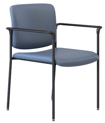 Cricket Guest Chair with Upholstery seat and back, 4 legs, with arms.